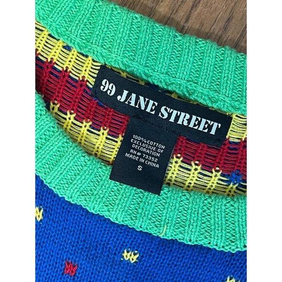 Happy Birthday Jesus Ugly Christmas Sweater Size S Wearing Party Hat Colorful - Picture 5 of 6